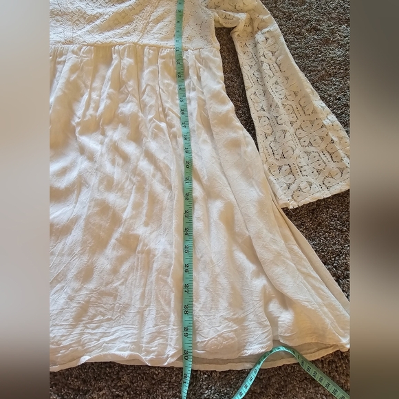 Rewind Lace Sleeve Lined Skirt  Ivory Color Slight Flare Baby Doll Medium - Picture 8 of 11